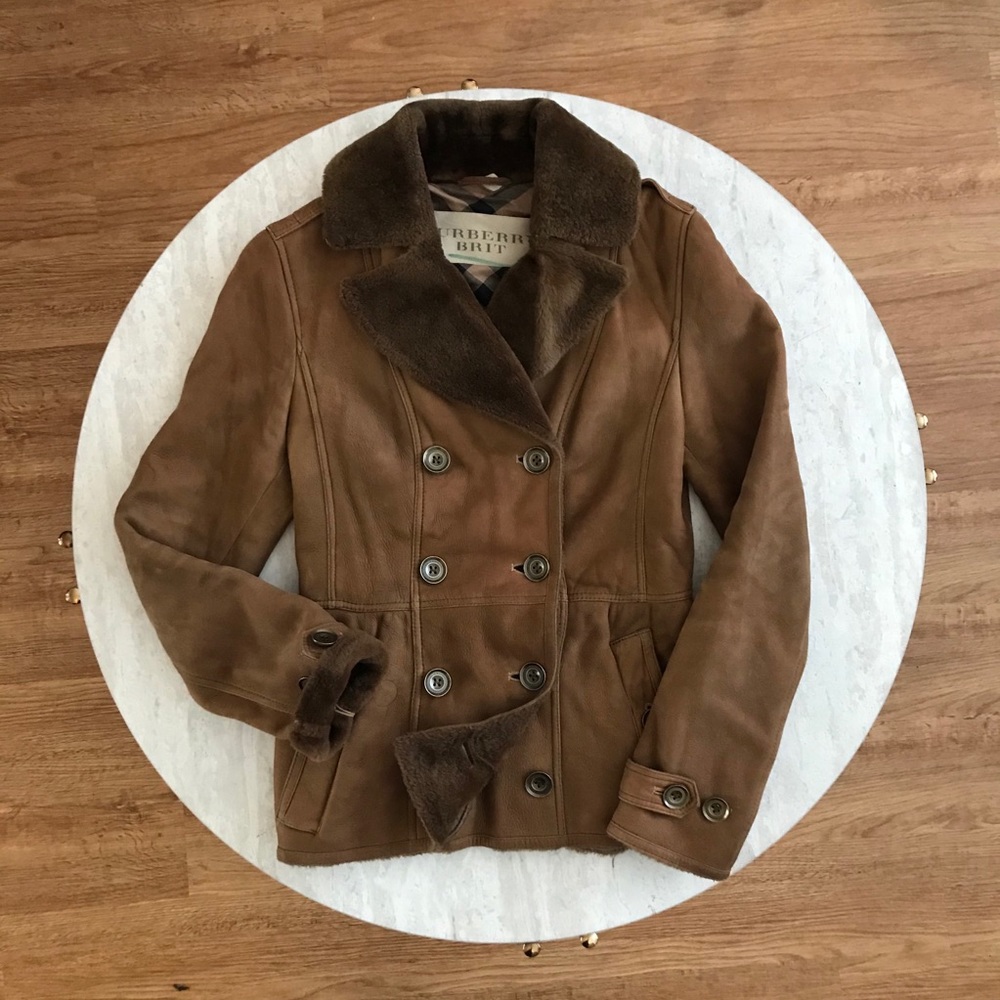 ***SOLS*** Burberry Brit Brown Shearling Coat Sz 6